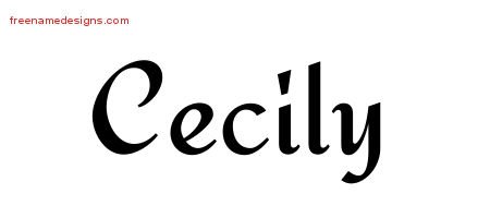 Cecily Calligraphic Stylish Name Tattoo Designs