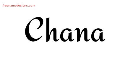 Chana Calligraphic Stylish Name Tattoo Designs