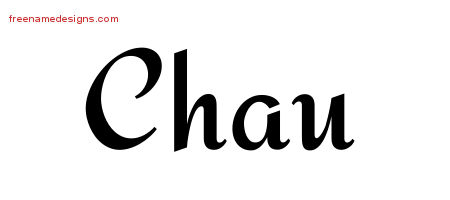 Chau Calligraphic Stylish Name Tattoo Designs