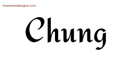 Chung Calligraphic Stylish Name Tattoo Designs