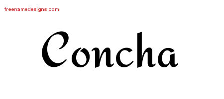 Concha Calligraphic Stylish Name Tattoo Designs