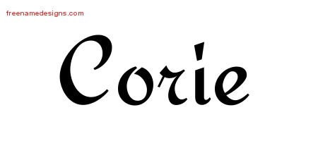 Corie Calligraphic Stylish Name Tattoo Designs
