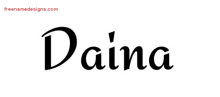 Daina Calligraphic Stylish Name Tattoo Designs