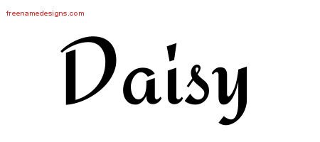 Daisy Calligraphic Stylish Name Tattoo Designs