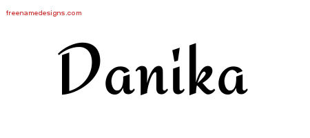 Danika Calligraphic Stylish Name Tattoo Designs
