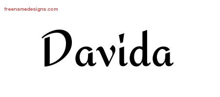 Davida Calligraphic Stylish Name Tattoo Designs
