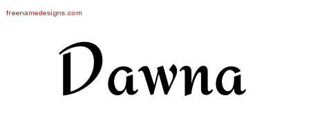 Dawna Calligraphic Stylish Name Tattoo Designs