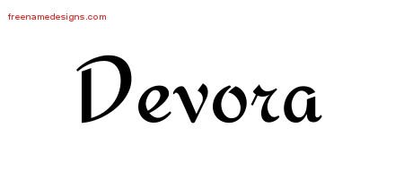 Devora Calligraphic Stylish Name Tattoo Designs