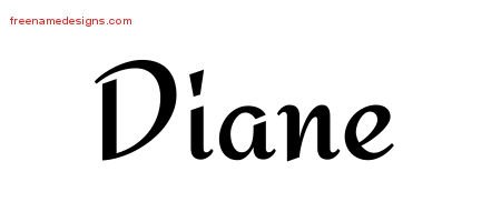 Diane Calligraphic Stylish Name Tattoo Designs