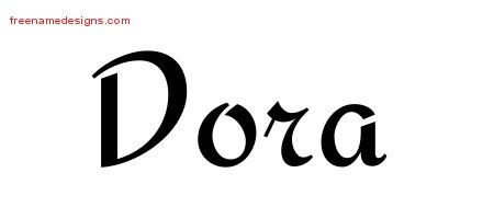 Dora Calligraphic Stylish Name Tattoo Designs