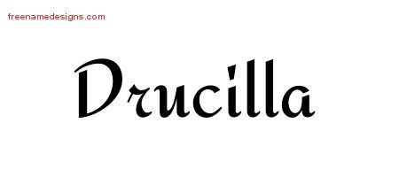 Drucilla Calligraphic Stylish Name Tattoo Designs