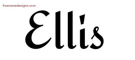 Ellis Calligraphic Stylish Name Tattoo Designs