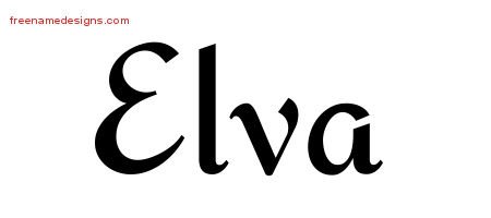 Elva Calligraphic Stylish Name Tattoo Designs