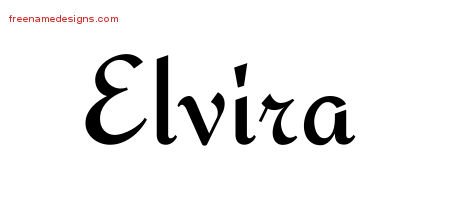 Elvira Calligraphic Stylish Name Tattoo Designs