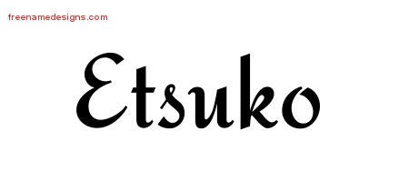 Etsuko Calligraphic Stylish Name Tattoo Designs