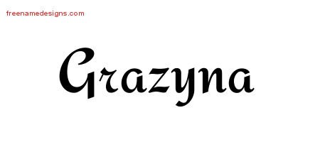 Grazyna Calligraphic Stylish Name Tattoo Designs