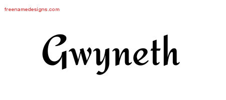 Gwyneth Calligraphic Stylish Name Tattoo Designs