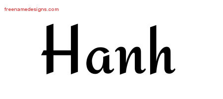 Hanh Calligraphic Stylish Name Tattoo Designs