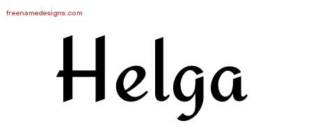 Helga Calligraphic Stylish Name Tattoo Designs