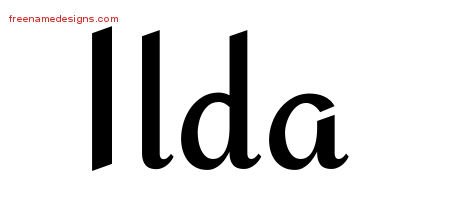 Ilda Calligraphic Stylish Name Tattoo Designs