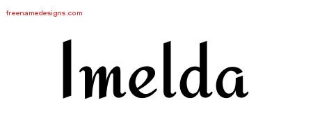 Imelda Calligraphic Stylish Name Tattoo Designs