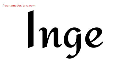 Inge Calligraphic Stylish Name Tattoo Designs