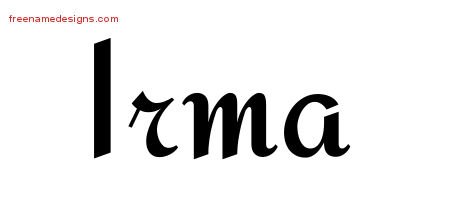 Irma Calligraphic Stylish Name Tattoo Designs
