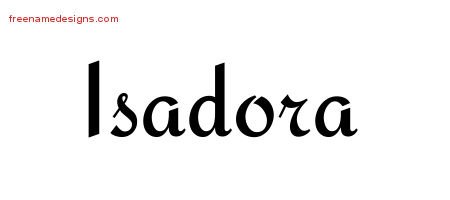 Isadora Calligraphic Stylish Name Tattoo Designs