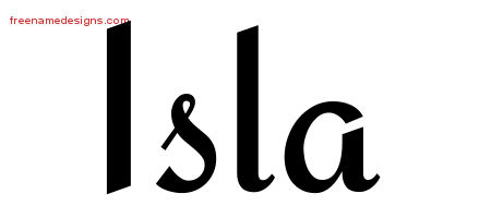 Isla Calligraphic Stylish Name Tattoo Designs