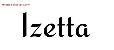 Izetta Calligraphic Stylish Name Tattoo Designs