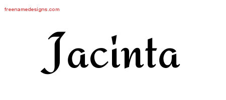 Jacinta Calligraphic Stylish Name Tattoo Designs
