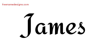 James Calligraphic Stylish Name Tattoo Designs
