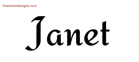 Janet Calligraphic Stylish Name Tattoo Designs