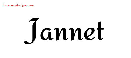 Jannet Calligraphic Stylish Name Tattoo Designs