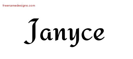 Janyce Calligraphic Stylish Name Tattoo Designs