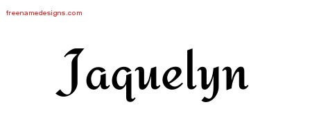 Jaquelyn Calligraphic Stylish Name Tattoo Designs