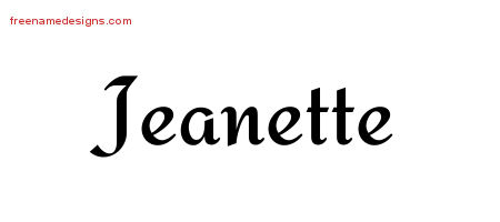 Jeanette Calligraphic Stylish Name Tattoo Designs
