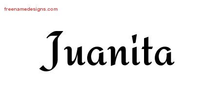 Juanita Calligraphic Stylish Name Tattoo Designs