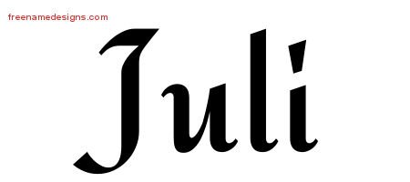 Juli Calligraphic Stylish Name Tattoo Designs