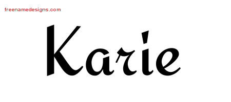 Karie Calligraphic Stylish Name Tattoo Designs