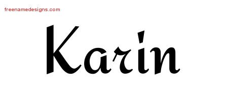 Karin Calligraphic Stylish Name Tattoo Designs