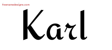 Karl Calligraphic Stylish Name Tattoo Designs