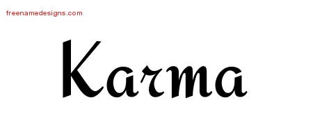 Karma Calligraphic Stylish Name Tattoo Designs