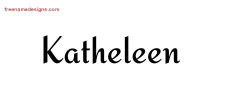 Katheleen Calligraphic Stylish Name Tattoo Designs