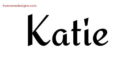 Katie Calligraphic Stylish Name Tattoo Designs