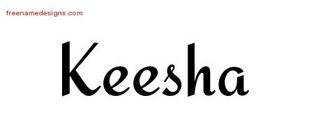 Keesha Calligraphic Stylish Name Tattoo Designs