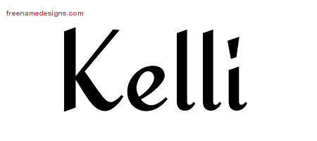 Kelli Calligraphic Stylish Name Tattoo Designs