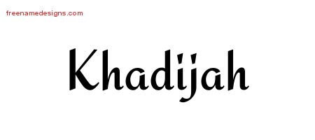 Khadijah Calligraphic Stylish Name Tattoo Designs