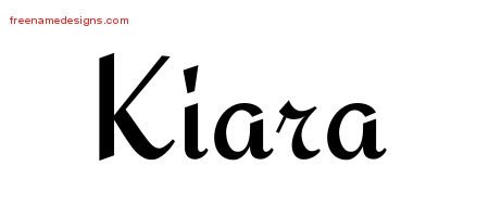 Kiara Calligraphic Stylish Name Tattoo Designs