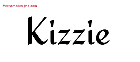 Kizzie Calligraphic Stylish Name Tattoo Designs